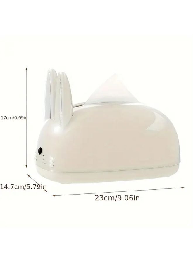 منظم صندوق المناديل على المكتب على شكل أرنب لطيف بلون البيج لتزيين المنزل أو المكتب كهدية - Image 5